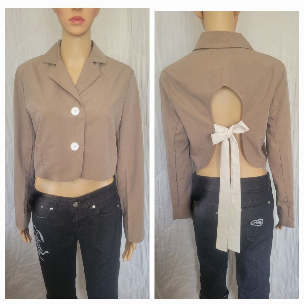 XL QiQi Fashion Blazer With Open Back Ribbon Closure